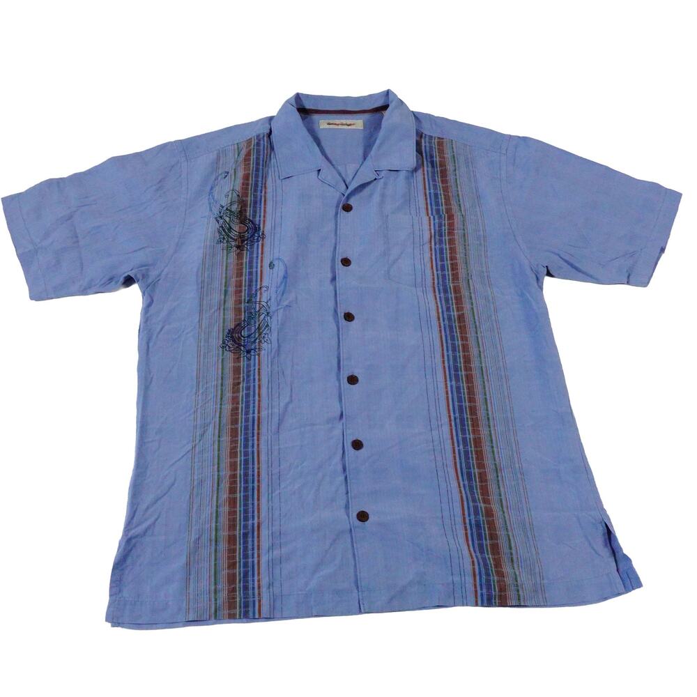 Tommy Bahama Floral Leaf Silk Hawaiian Tropical Button Up Camp Shirt XL